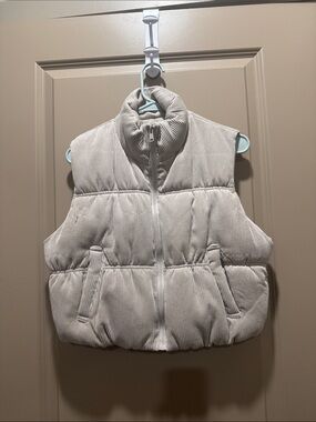 Love Tree Cream Corduroy Puffer Vest